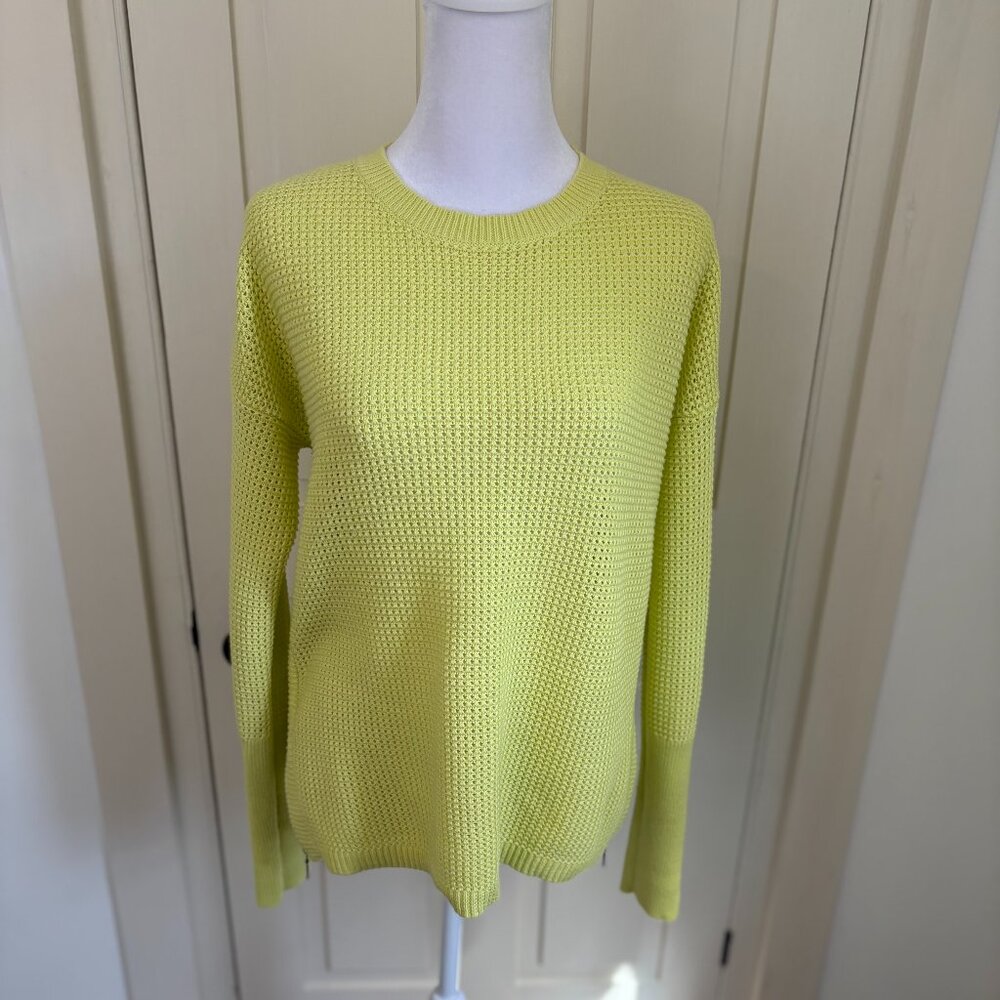 Yellow/Green Sweater with Side Zippers at Hemline by Cynthia Rowley, Size L